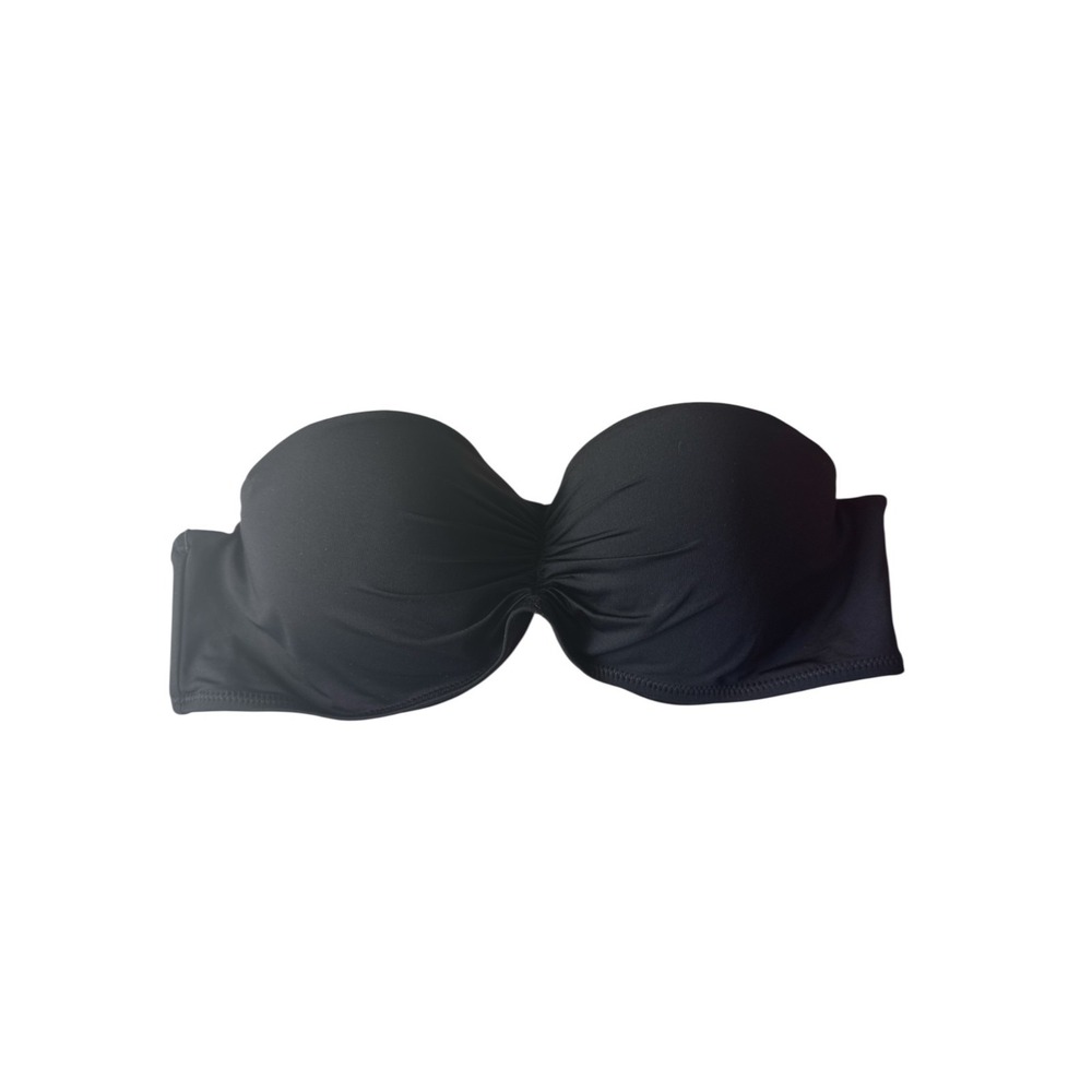 Victoria's Secret Black Bandeau Bikini Top Strapless Swimwear Underwire L‎ NWOT